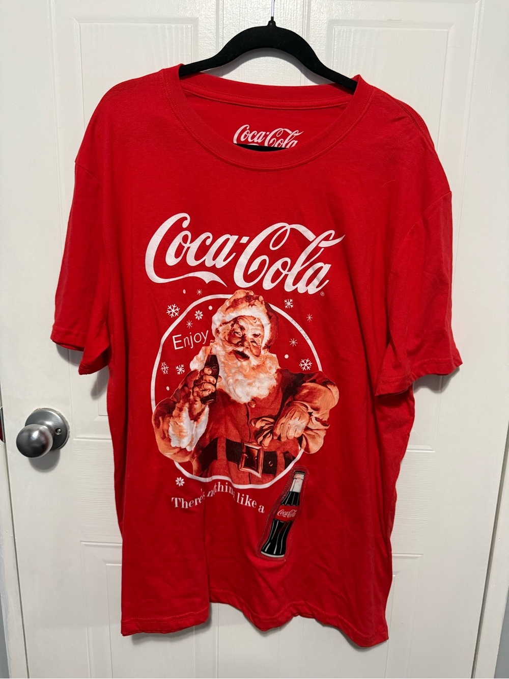 Ugly Christmas Shirt - Coca Cola Men's Red Graphic Tee - Santa Logo